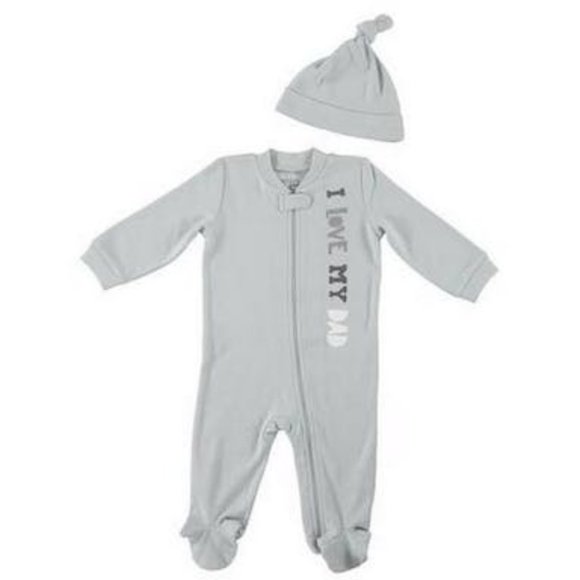 Chickpea Baby Boys I Love My Dad 2-Piece Coverall Set – Gray, Size 3/6 Months - Picture 1 of 1